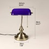 FIRVRE Blue Glass Bankers Desk Lamp Bright Executive Table Lamp