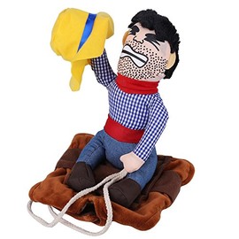 Fdit Disfraces de Mascota Disfraz de Jinete de Vaquero Divertido Disfraz de Jinete de con Ropa de Muñeco y Sombrero para Fiesta Halloween Cosplay(XL)