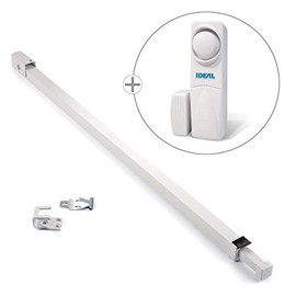 Ideal Security BD110W604 (White) and Contact Sensor Enhance Patio Door Security bar and Alarm Bundle