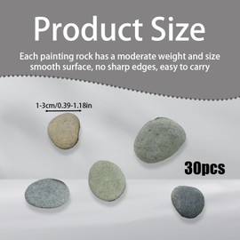 YceLon Pack of 30 Stones for Painting, Flat Pebbles 1-3 cm for DIY Projects, Natural Painting Stones for Children and Adults, Creative Craft Material