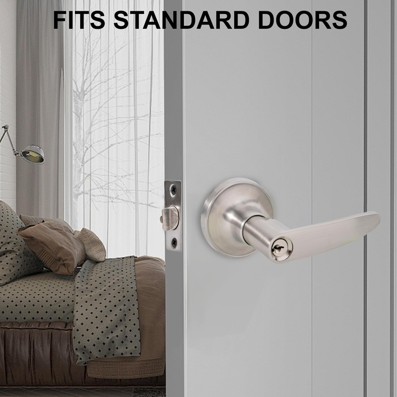 Brigligh High-Security Stainless Steel Door Handle with Lock and Key,