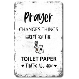 QYAYIK Prayer Changes Things - Beautiful Home Accessory Novelty Gift Sign Spiritual Religious Plaque 12"x8"