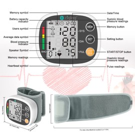 Double love Wrist Blood Pressure Monitor with LCD Large Display -Adjustable Wrist Blood Pressure Cuff from 5 inches to 7.7 inches,Wrist Bp Monitor with 99x2 Reading Memory (Black)