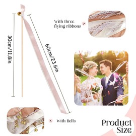 Lemotoy Wedding Wands 30 Pieces Magic Wands Streamers with Bell for Wedding, Christmas, Birthday, Party A (B)