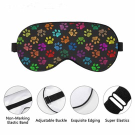 Vnwoalu Colorful Paw Prints Sleep Eye Mask Dog Cat Foot Prints Men Women Sleep Mask with Adjustable Strap Eye Cover Eye Shade for Travel, Nap,Meditation