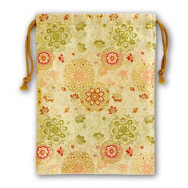 金襴巾着（御朱印帳・納経帳・数珠等の仏具、着付け小物や貴重品の保管に美しい巾着袋） (華紋唐草(金))