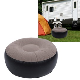 Dsacxixai Inflatable Chair, Inflatable Flocking Stool Multipurpose Lightweight Portable Design Round Portable Inflatable Stool for Travel Camping Outdoor Activities (Coffee)