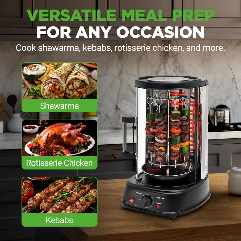 NutriChef Vertical Rotating Shawarma Oven - Rotisserie, Shawarma, & Kebab
