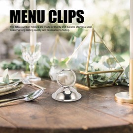 CHEOTIME Table Number Holders, 10pcs Black Stainless Steel Place Card Holders Wire Picture Holders for Weddings Parties Receptions Events (Silver)