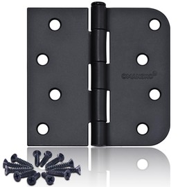 4 x 4 Inch Black Door Hinges, 18 Pack Matte Black Hinges for Interior Doors Heavy Duty Hinges with Square and 5/8" Radius Corner