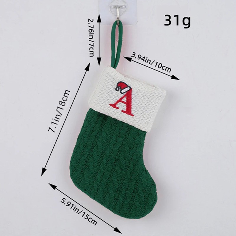 Christmas Stocking – Green A-Z Letter Hanging Christmas Stockings, Christmas