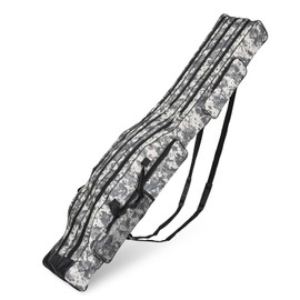 Srempeom 3 Layers Fishing Pole Bag,Portable 3 Layers Oxford Folding Rod Carry Case,Fishing Reel Tackle Storage Bag Case,150cm/59inch