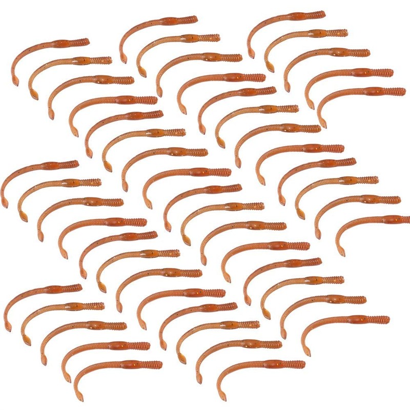 50pcs 77mm Soft Worm Fishing Lures Artificial Fishing Bait Tail