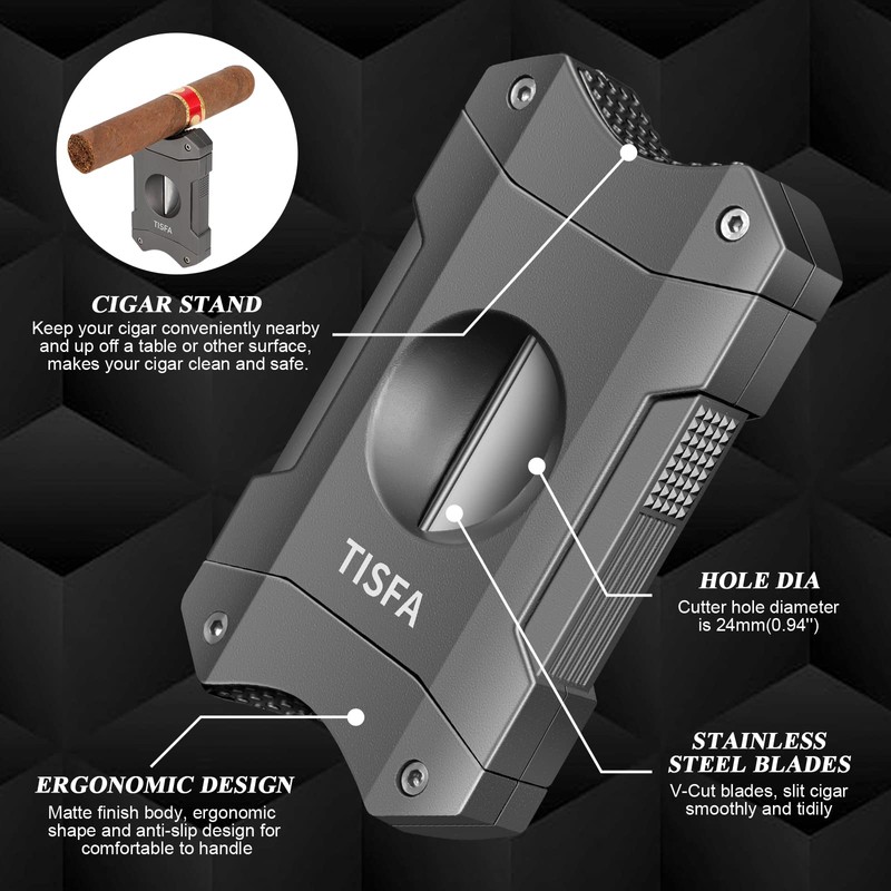 TISFA Cigar Cutter V-Cut, Stainless Steel Guillotine Sharp Cut Blade