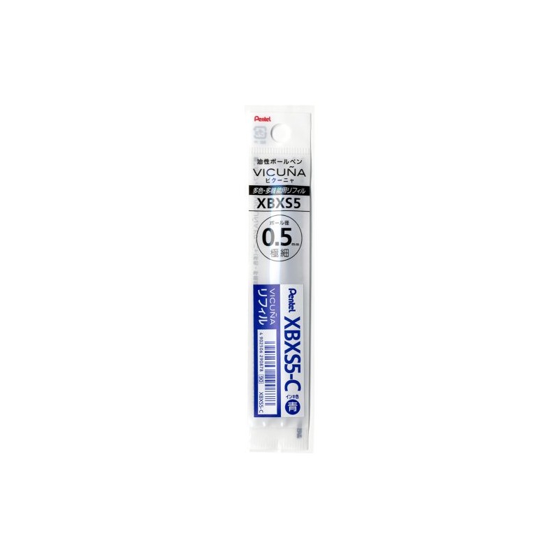 Pentel XBXS5-C Ballpoint Pen Refills, Blue, 0.5mm (Set of 10)