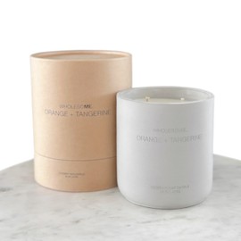 WHOLESOME. Orange + Tangerine Scented Non Toxic Candles - 100% Natural Coconut Wax Candle, 90 Hours Burn, 2 Wicks, Aromatherapy & Stress Relief Candles, 16 oz Concrete Jar