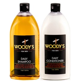 WOODY'S Daily Shampoo & Conditioner For Men Normal To Oily Hair  32Oz  Pack of 2