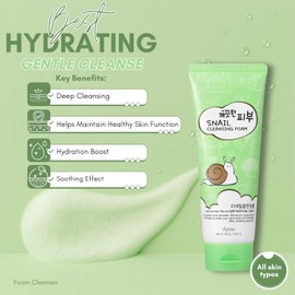 esfo1io Cleansing Foam, Nourishing Face Wash for Hydrated & Smooth Skin – Korean Skincare with Snail Extract for Deep Pore Cleansing & Anti-Aging – Gentle Foaming Facial Cleanser (Snail)