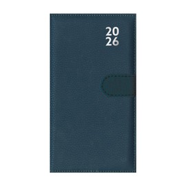 2026 Slim Wallet Diary Week To View - Compact Navy Blue Faux Leather Planner - Lightweight Portable Organiser - Handbag School Travel Diary