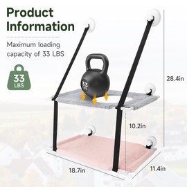 SAN LIKE Cat Window Perch,Cat Window Hammock, Sturdy Cat Window Bed for Large Cats,Cat Hammock for Window Cat Perch Cat Shelf,Double Stack Gray Pink