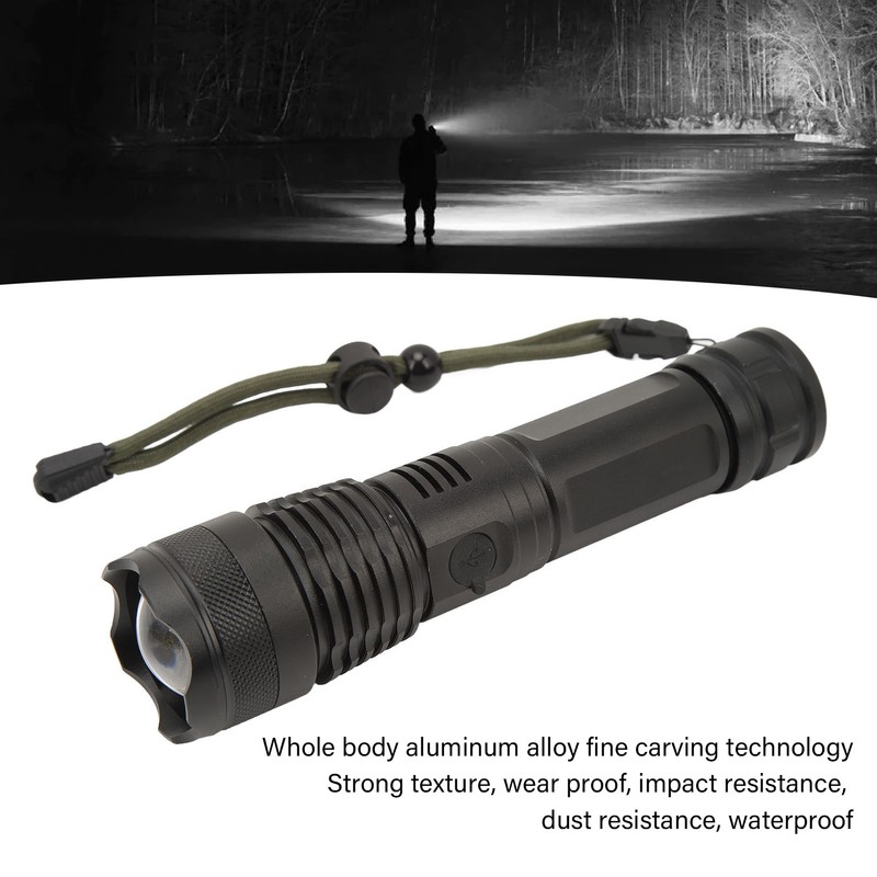 Strong Light Flashlight Aluminum Alloy USB Rechargeable Telescopic Zoom White