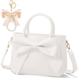 Shimmerz Cute Handbags for Women Leather Slant Carry Bag with Bow Pendant Small Handbags with Adjustable Shoulder Strap
