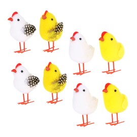 Ciieeo 4Pcs Flocked Chick Toys Cute Desktop Adornment Plush Easter Decor for Festivals and Parties Bedroom and Home Decoration