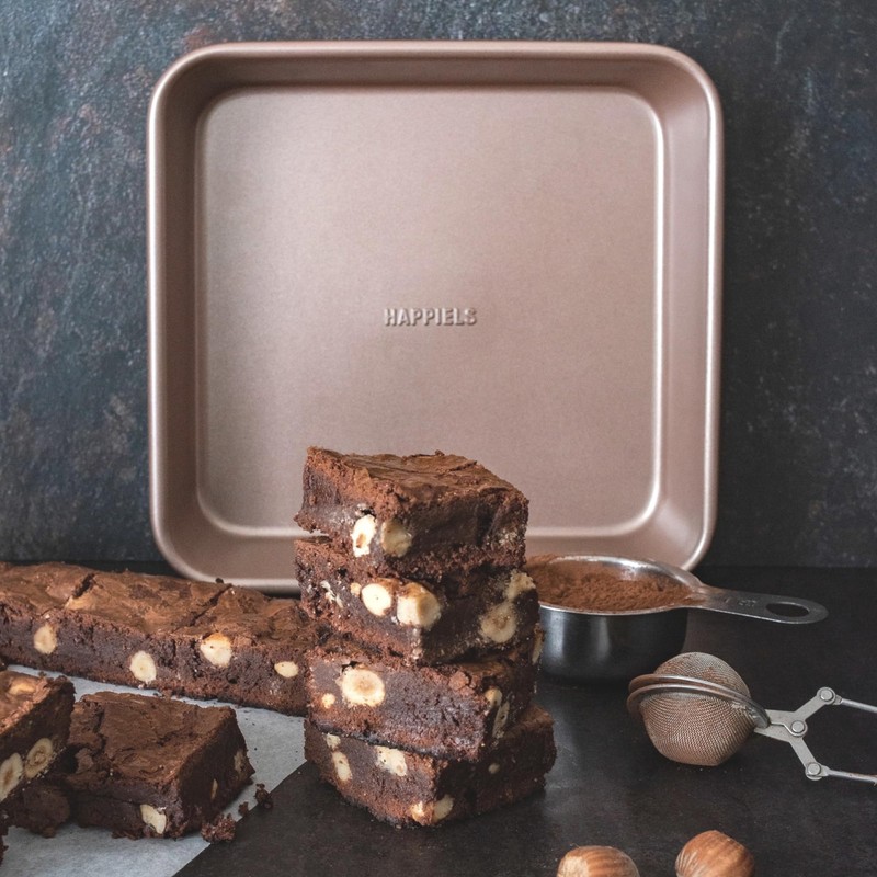 HAPPIELS 9-inch Square Pan | 9x9 Baking Pan | Brownie