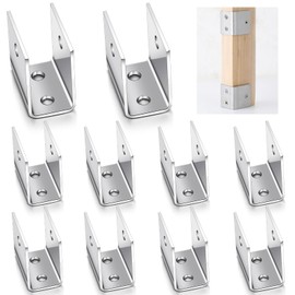 Gisafai 10 Pcs 3/4" Panels U Bracket Stamped 304 Stainless Steel Bracket Thickness 2 mm Installation Fasteners for Mounting Indoor Outdoor Door Partitions Pilasters