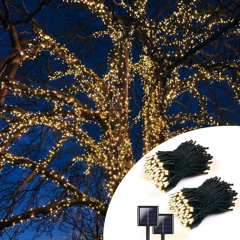 2 Pcs Long Solar String Lights Total 82FT 200LED Waterproof