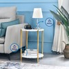 Gold End Table Faux Marble Side Table Small Round Nightstand