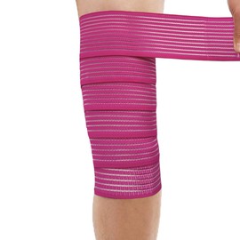 Extra Long Elastic Knee Wrap Compression Bandage Brace Support for Legs, Plantar Fasciitis, Stabilising Ligaments, Joint Pain, Squat, Basketball, Running, Tennis, Soccer, Football, Volleyball (Red)