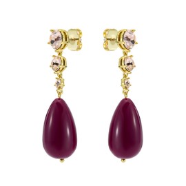 Ted Baker London Pearsti Statement Crystal Bead Drop Earrings for Women (Gold/Plum and Golden Crystal)
