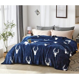 DAKANG Plush Blanket King Size(90" x 104"), Flannel Fleece Blanket, Soft Microfiber Cozy Lightweight Solid Color Bed Couch Blanket for All Season, Deer