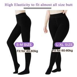 CheChury Fleece Tights Women's Thermal Tights Large Sizes Women's Tights Lined Tights Warm Fleece Pantyhose Thermal Women's Thickened Leggings Women Plush Stockings High Waist, Black and beige