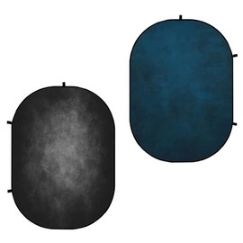 Kate Collapsible Backdrop Pop up Photo Backdrops Foldable Background Portable for Headshot,Portrait Photography,Video,5x6.5ft,Black/Blue