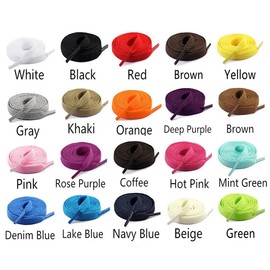 Juipniss 20 Pairs Flat Colored Shoelaces for Sneakers Skate Boots and Sport Shoes (40'' Colored)