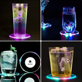 LED Coasters 6 Pack LED Light Coasters Light Up Coasters LED Cocktail Coasters LED Flash Light Cups Matte Acrylic Wine Coasters Light Bars Clubs (Multi Color)