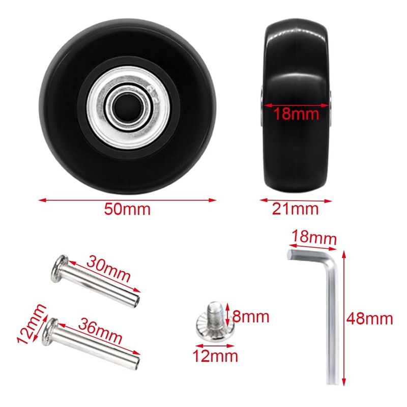 Gotetiso Pack of 4 Suitcase Wheels Replacement Wheels Luggage Replacement