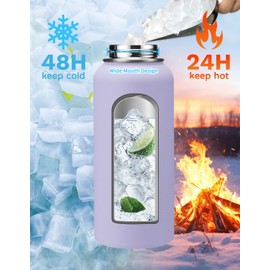 32 oz Insulated Water Bottle with Straw - Pop-up Spout Lid, Paracord Handle, Carrier Bag with Strap, Leak Proof Stainless Steel Water Bottle 32oz, Cold Flask Jug for Traveling Hiking