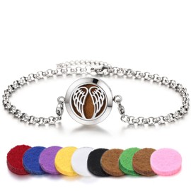 Essential Oil Diffuser Anklet Stainless Steel Aromatherapy Pendant Adjustable Anklet Set for Gift Mother's Day with 11 fillers (Multiple Style Options) XL102-12