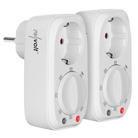 revolt Timer Socket: Timer Switch with Light Sensor Switch, 8-Hour Timer, Set of 2 (Light Sensor Socket, Socket with Timer, Twilight Switch)