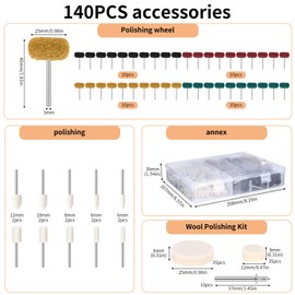 140 Wollfilz Polierscheiben Kompatibel mit Dremel Polieraufsätze, Wolle Filz Polieren Bits für Dremel Achleifaufsätze Polieraufsatz Akkuschrauber Polieraufsatz Bohrmaschine Polierset für Metall Glas