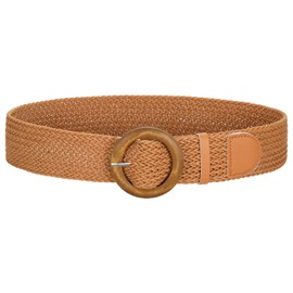 SUOSDEY Wide Braided Belt for Women, Rattan Waist Belt for Dress, Woven Boho Belt, 5 cm Wide, C-brown