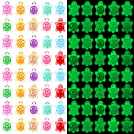 SynHHergyx Pack of 100 Mini Turtles Figures, Luminous Mini Turtles Resin Decorative Tiny Sea Animals Figures, Resin Turtles for DIY Micro Landscape Scenes Pot Decoration