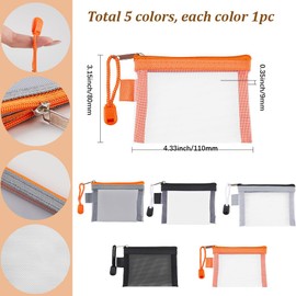 SOFPLATE 5Pcs 5 Colors 3 x 4.5 Inch Mesh Makeup Pouches Small Nylon Mesh Zipper Bag Cosmetic Pouch Travel Purse Organizer Reusable Storage Pocket Card Holder for Women Home Bag Toiletries Accessories