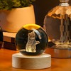 LOULIQIGIFT 2.3in Crystal Ball 3D Glass Engraved Cat Decorative Night