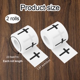 2 Roll Cross Athletic Tape, 1.97in x 23ft Christian Ankle Tape Serrated Edges Cotton Soccer Baseball Volleyball Football Wrist Wrap with Black Cross for Gymnastics Athlete in All Sports (White)