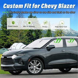 KMF 6pcs Thicken Sun Shades for Chevy Blazer(Not EV) Accessories 2019-2024, Car Window Covers for Windshield Side Rear, UV Block and Blackout Privacy for Camping Outdoor