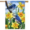 Briarwood Lane Bluebirds and Daffodils Spring House Flag Floral 28"